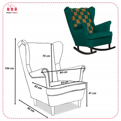 Fotel uszak bujany Carol Duo Family Meble zielono złoty welur profilowany