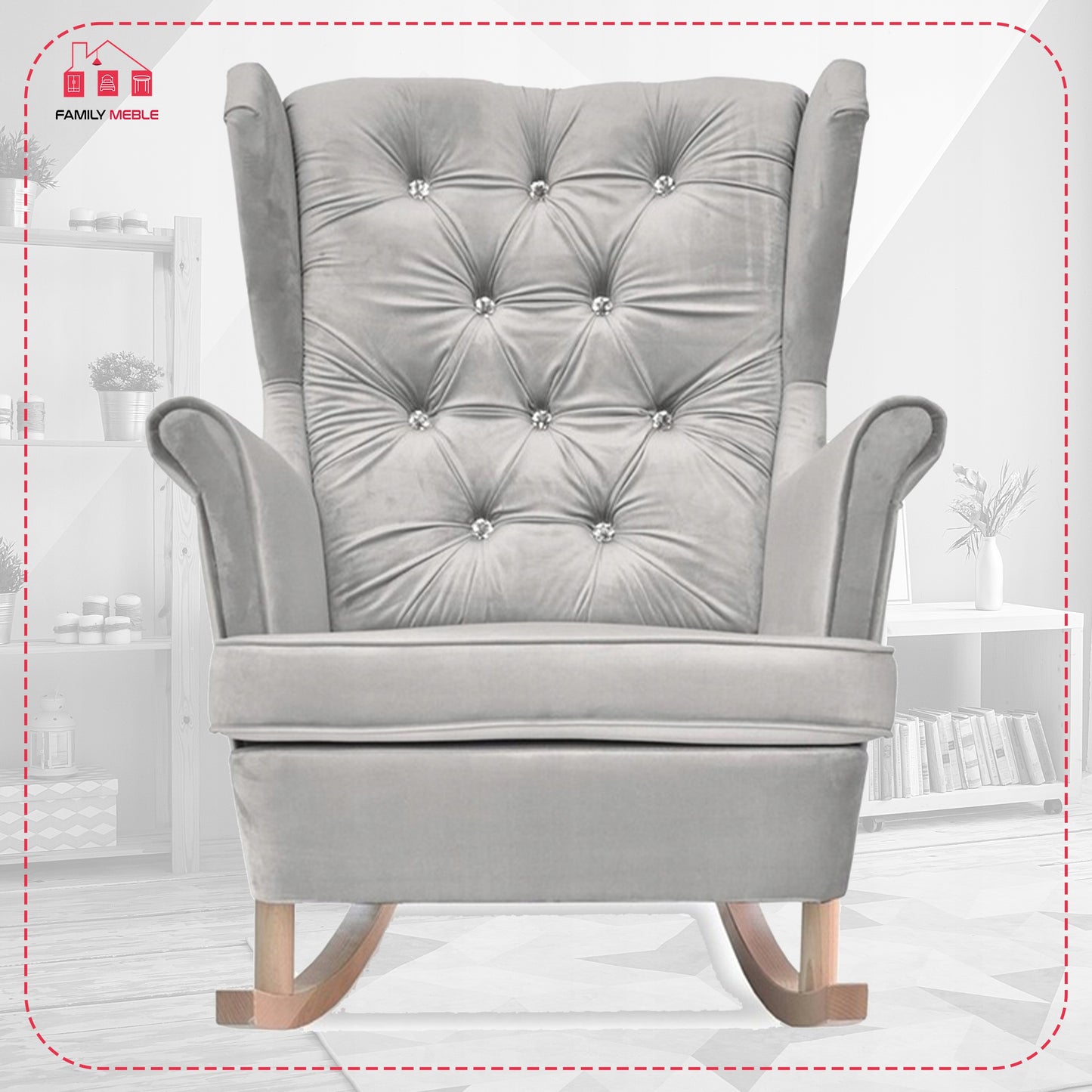 Fotel uszak Gaja bujany skandynawski Family Mebl popielaty jasno szary