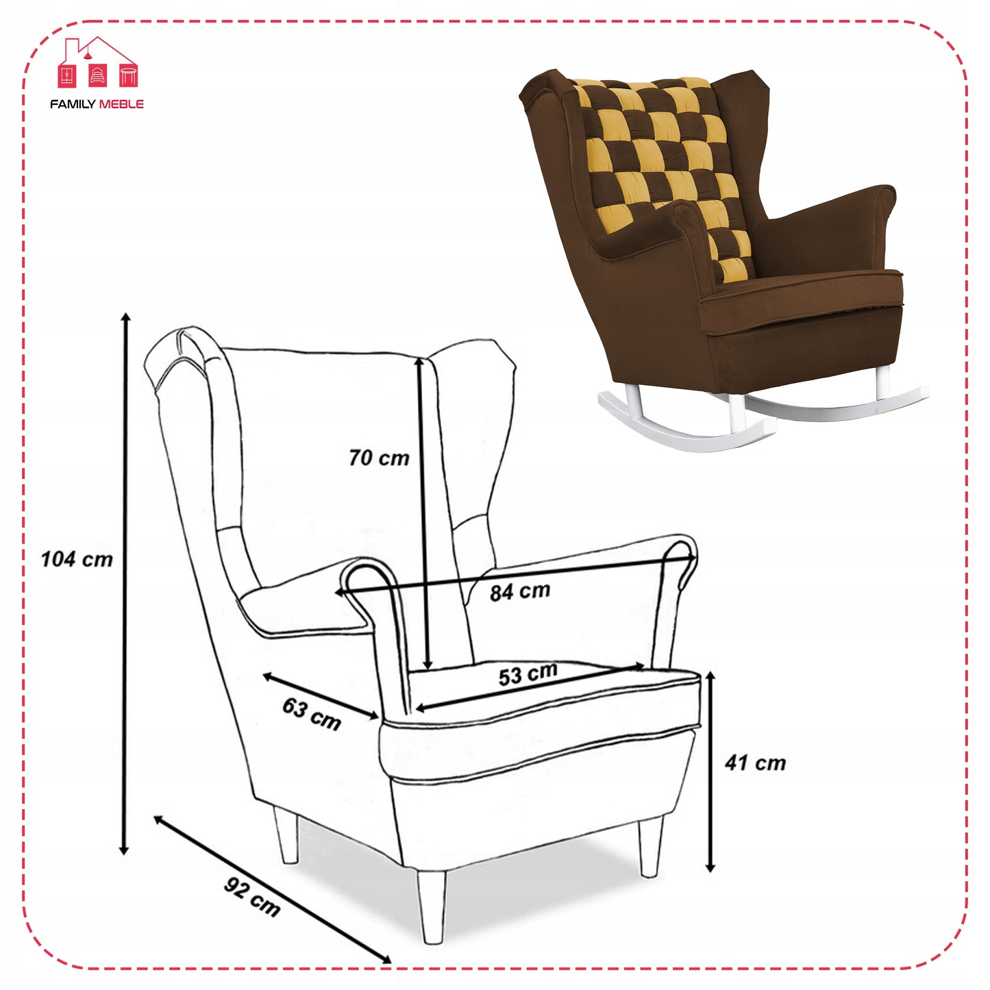 Fotel uszak bujany Carol Duo Family Meble żółto brązowy ciemny beż  welur