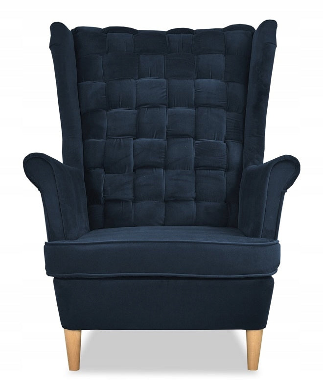 Fotel uszak Carol skandynawski Family Meble granatowy ciemno niebieski