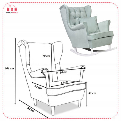 Fotel uszak Gaja bujany skandynawski Family Meble groszkowy seledynowy