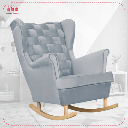 Fotel uszak Carol bujany skandynawski Family Meble stalowy, siwy jasny