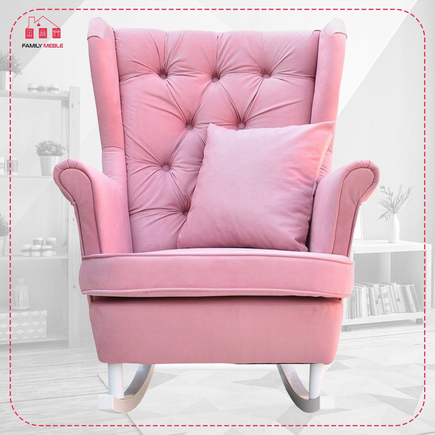 Fotel uszak bujany skandynawski Gaja Family Meble wrzosowy róż salonu