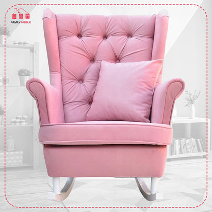 Fotel uszak bujany skandynawski Gaja Family Meble wrzosowy róż salonu