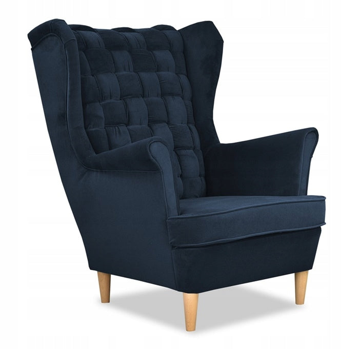 Fotel uszak Carol skandynawski Family Meble granatowy ciemno niebieski