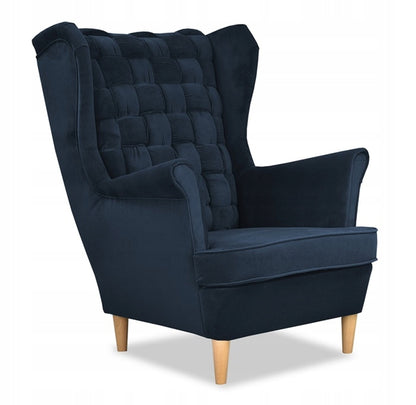 Fotel uszak Carol skandynawski Family Meble granatowy ciemno niebieski