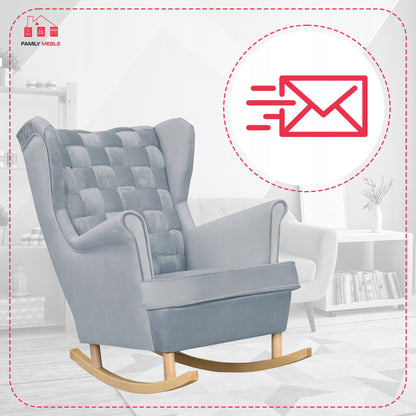 Fotel uszak Carol bujany skandynawski Family Meble stalowy, siwy jasny