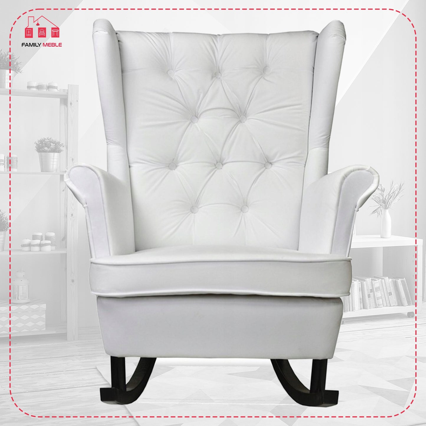 Fotel uszak Gaja bujany skandynawski Family Meble perłowy siwy jasny