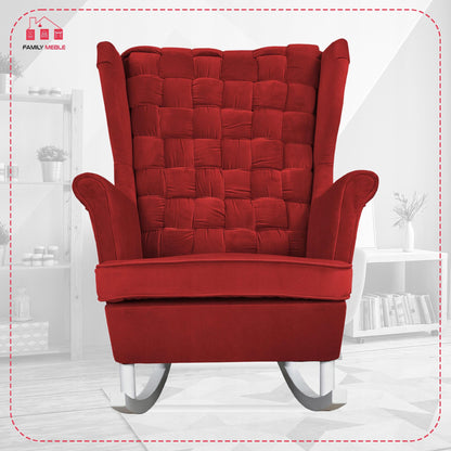 Fotel uszak Carol bujany skandynawski Family Meble czerwony, czerwień