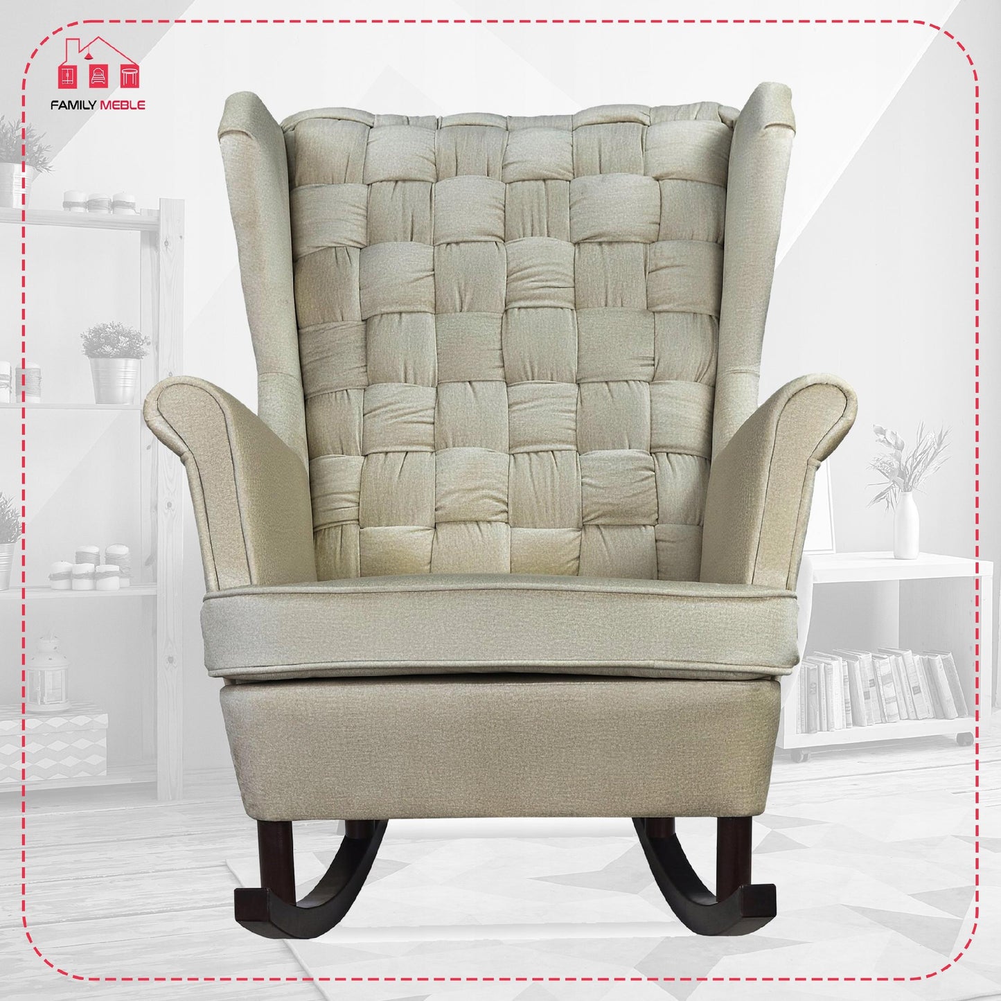 Fotel uszak Carol bujany skandynawski Family Meble beżowy, kremowy