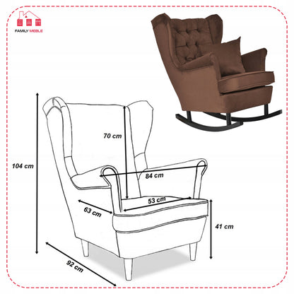 Fotel uszak Gaja bujany skandynawski Family Meble braun brązowy bujak