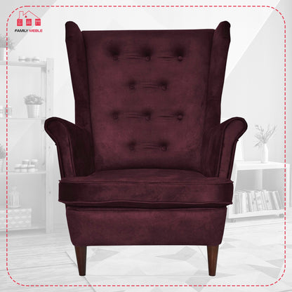 Fotel uszak Diana skandynawski Family Meble burgund pikowany water proof