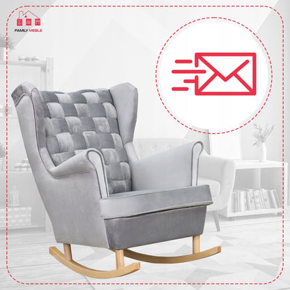 Fotel uszak Carol bujany skandynawski Family Meble siwy AKSAMIT