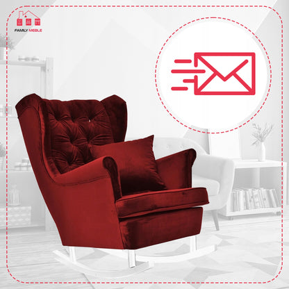 Fotel uszak Gaja bujany skandynawski Family Meble aksamitny czerwony