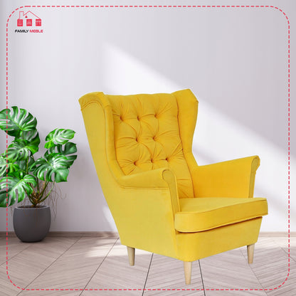 Fotel uszak Gaja skandynawski Family Meble żółty cytrynowy melonowy