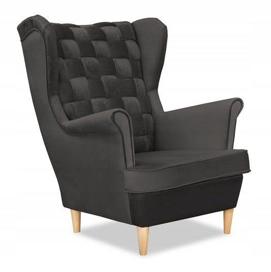 Fotel uszak Carol skandynawski Family Meble przeplatane OPARCIE grafit