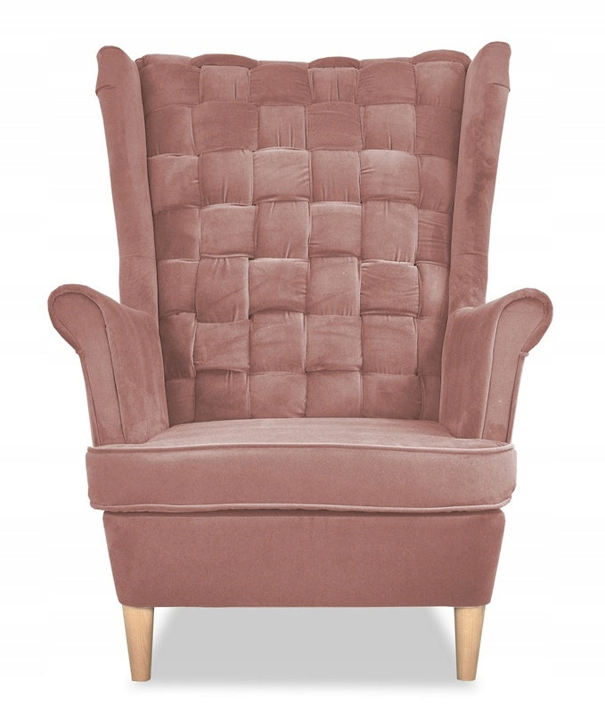 Fotel uszak Carol skandynawski Family Meble róż SALON KOSMETYCZNY