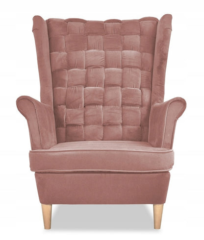 Fotel uszak Carol skandynawski Family Meble róż SALON KOSMETYCZNY