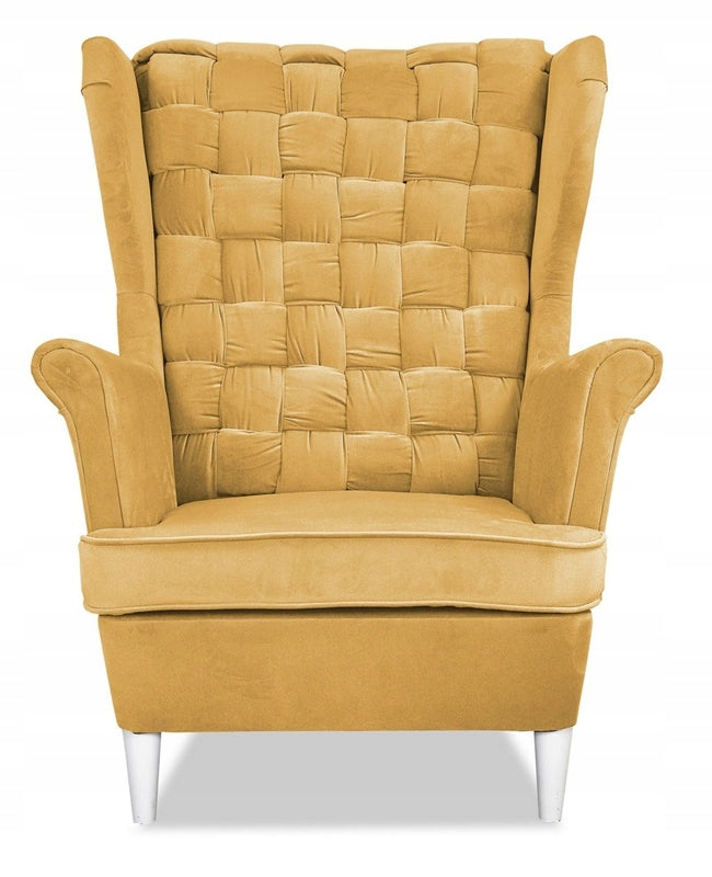 Fotel uszak Carol skandynawski Family Meble zgaszony żółty cytrynowy