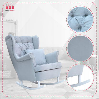 Fotel uszak bujany skandynawski Gaja Family Meble perłowy niebieski