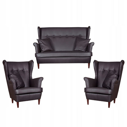 Zestaw wypoczynkowy mebli uszak Eko skóra sofa fotele skandynawskie Family Meble