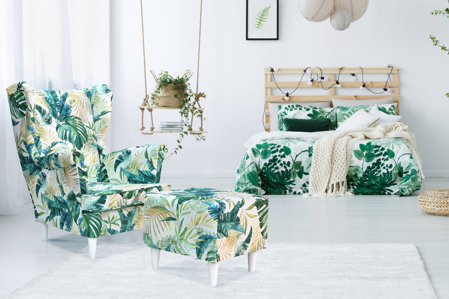 Fotel uszak Carol skandynawski Family Meble błękitno szary aksamit