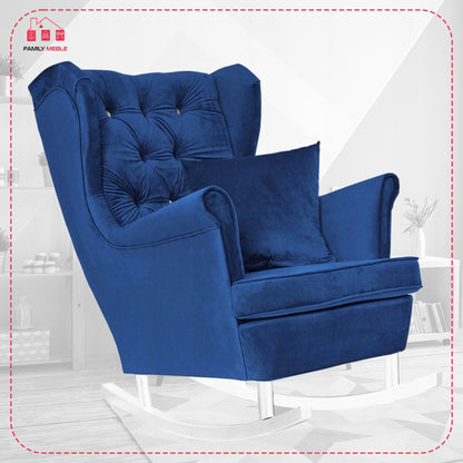 Fotel uszak Gaja bujany skandynawski Family Meble niebieski chabrowy