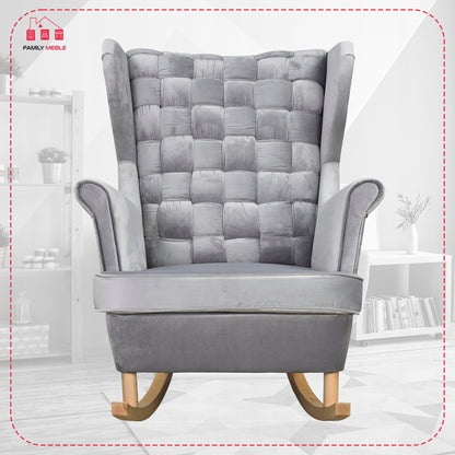 Fotel uszak Carol bujany skandynawski Family Meble siwy AKSAMIT