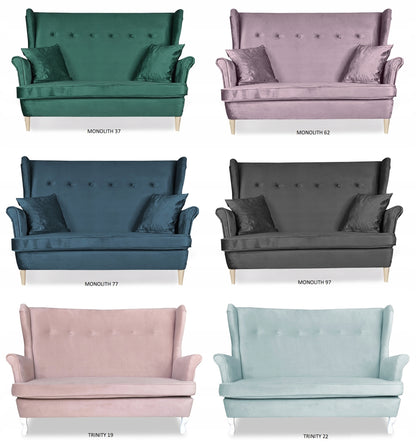 Zestaw wypoczynkowy mebli uszak Ari sofa fotele pufy Family Meble komplet