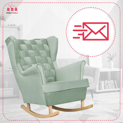 Fotel uszak Carol bujany skandynawski Family Meble miętowy jasny