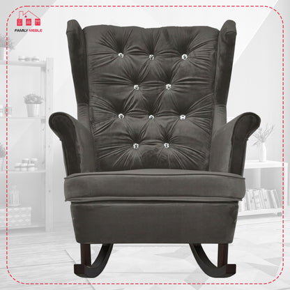 Fotel uszak Gaja bujany skandynawski Family Mebl brunatny szaro czarny