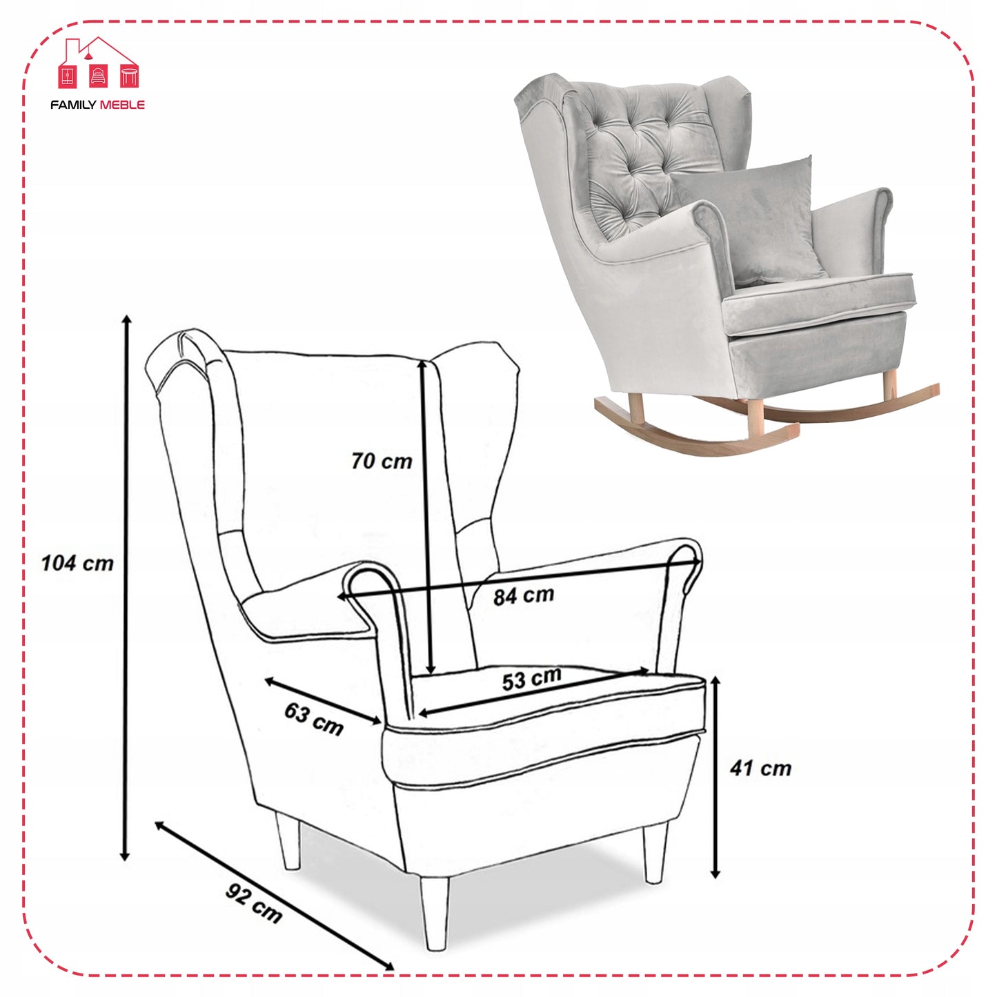 Fotel uszak Gaja bujany skandynawski Family Mebl popielaty jasno szary