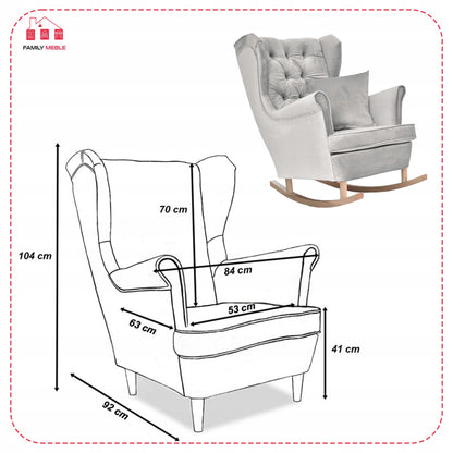 Fotel uszak Gaja bujany skandynawski Family Mebl popielaty jasno szary