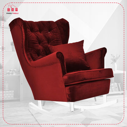Fotel uszak Gaja bujany skandynawski Family Meble aksamitny czerwony
