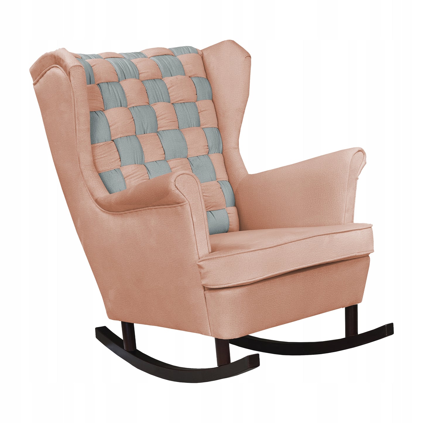 Fotel uszak bujany Carol Duo Family Meble beżowy pudrowy pastelowy kratka