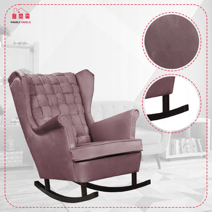 Fotel uszak Carol bujany skandynawski Family Meble brudny róż, różowy