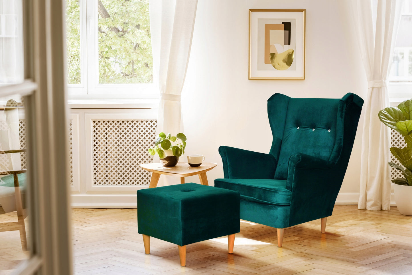 Fotel uszak Carol skandynawski Family Meble WYGODNY wiśniowy czerwony