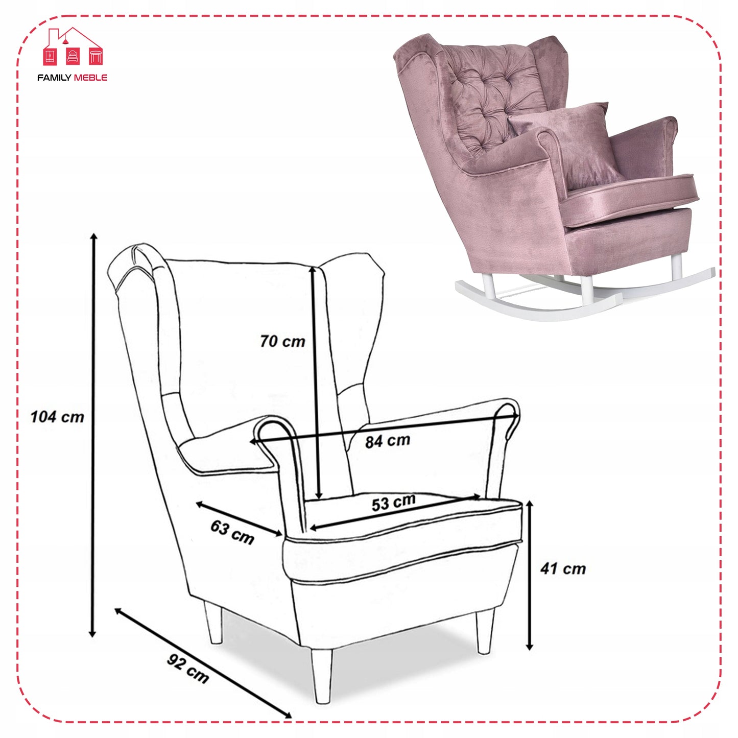 Fotel uszak Gaja bujany skandynawski Family Meble kobiety karmiącej