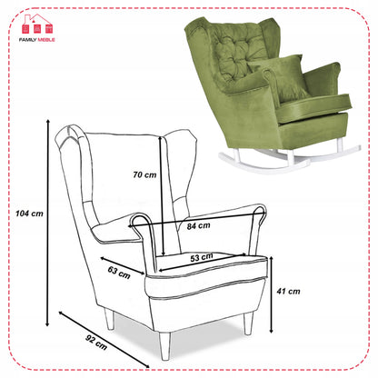 Fotel uszak Gaja bujany skandynawski Family Meble szmaragdowy paproć