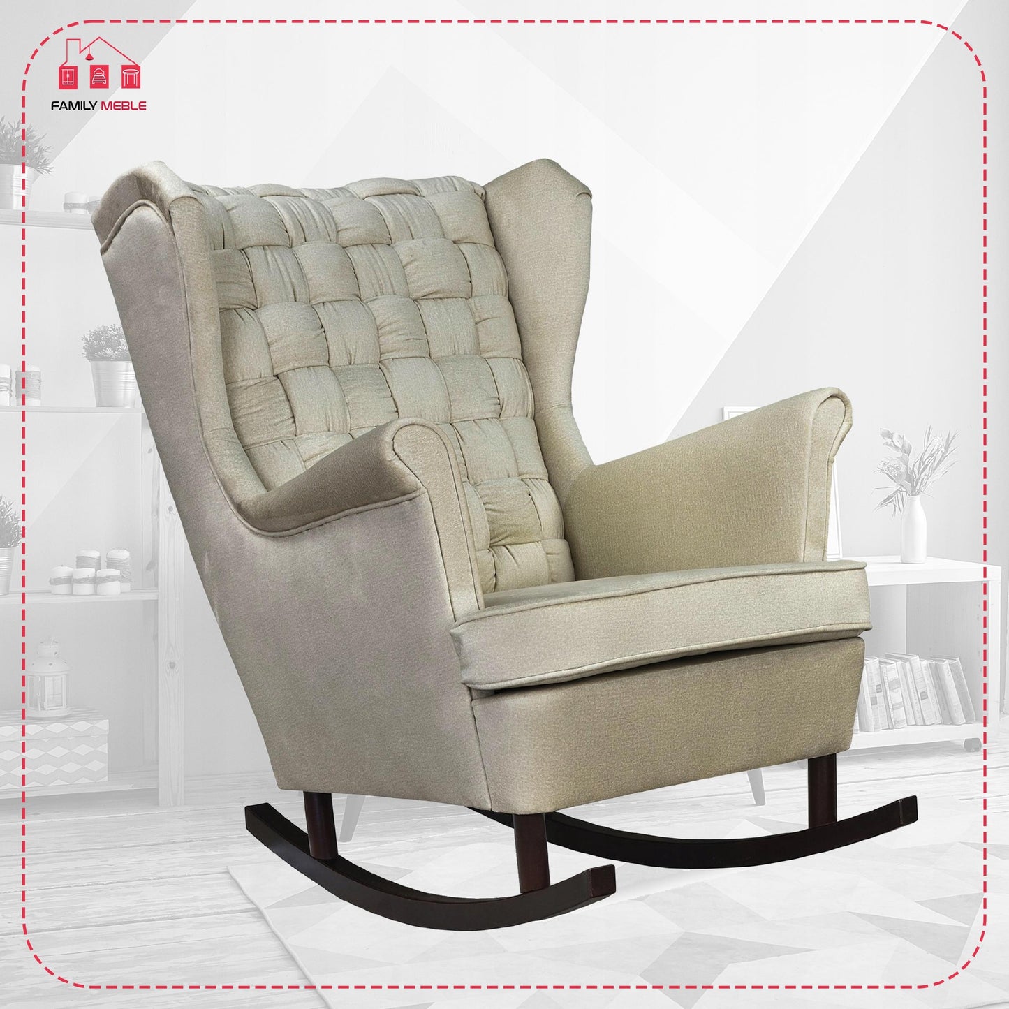 Fotel uszak Carol bujany skandynawski Family Meble beżowy, kremowy