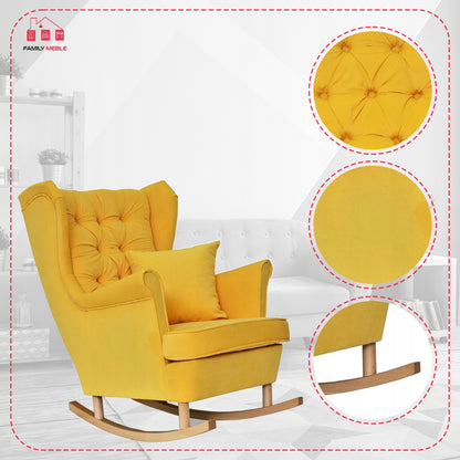 Fotel uszak Gaja bujany skandynawski Family Meble żółty na biegunach