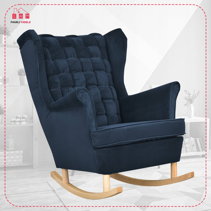 Fotel uszak Carol bujany skandynawski Family Meble granatowy niebieski