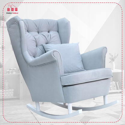 Fotel uszak bujany skandynawski Gaja Family Meble perłowy niebieski