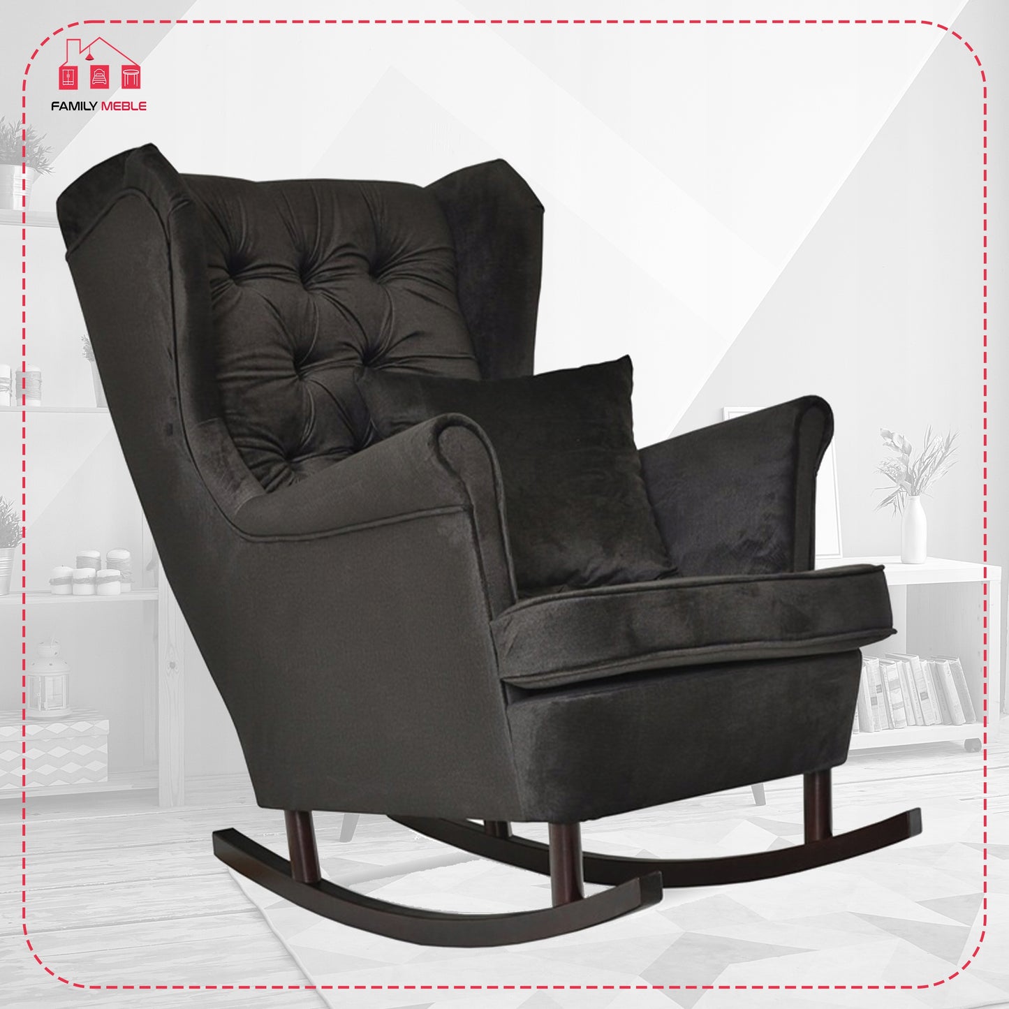 Fotel uszak bujany skandynawski Gaja Family Meble czarna oliwka 10 pik