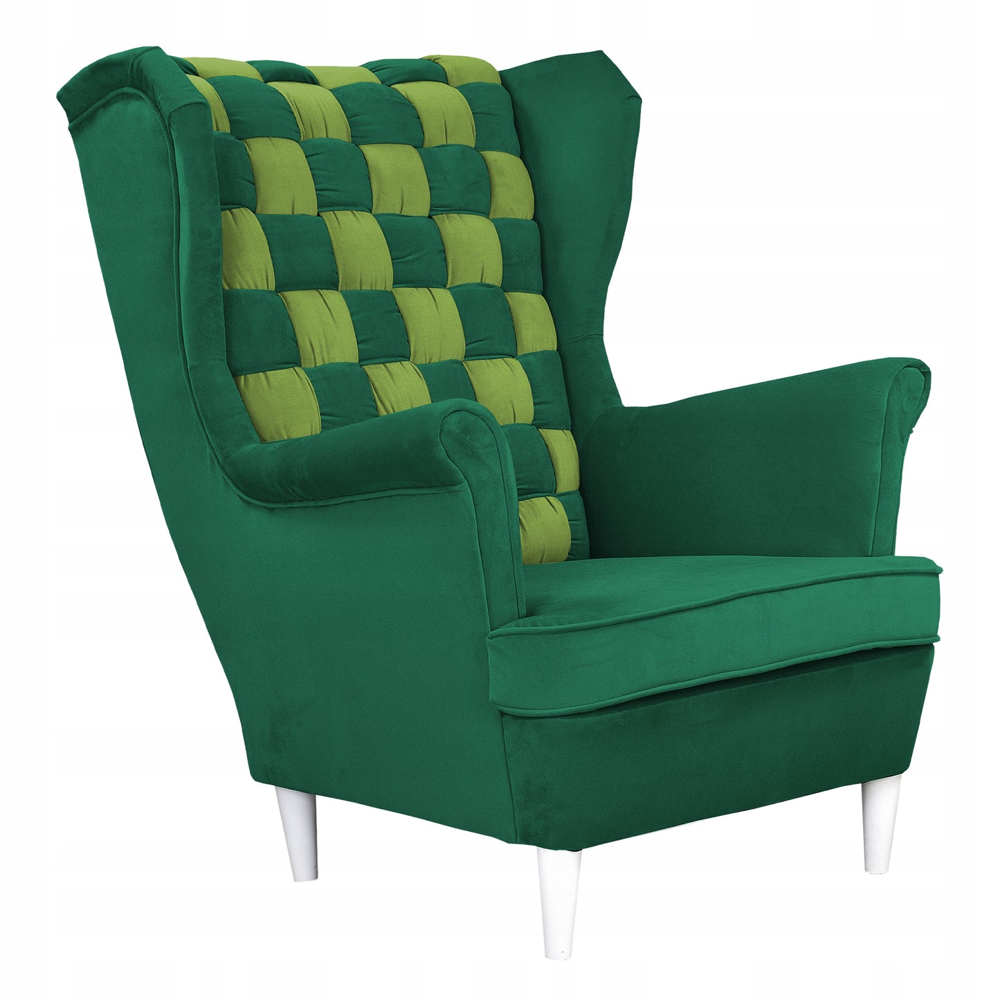 Fotel uszak Carol Duo skandynawski Family Meble turkusowo zielony paski