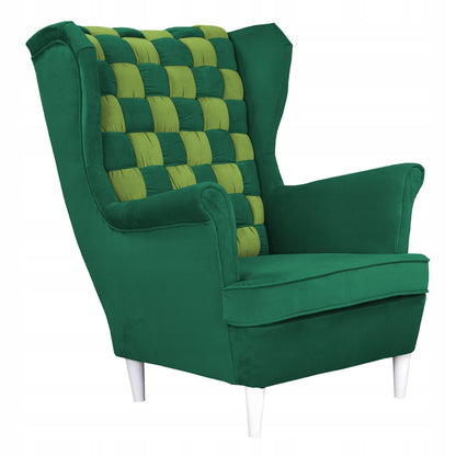 Fotel uszak Carol Duo skandynawski Family Meble turkusowo zielony paski