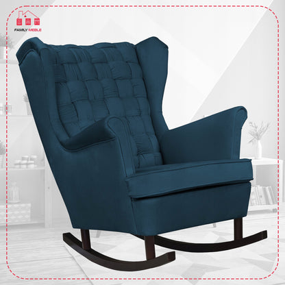 Fotel uszak Carol bujany skandynawski Family Meble GRANATOWY niebieski