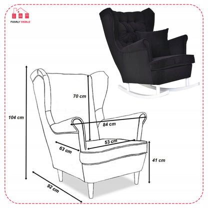 Fotel uszak Gaja bujany skandynawski Family Meble czarny głębokie piki