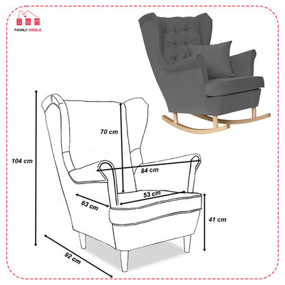 Fotel uszak Gaja bujany skandynawski Family Meble szary welur wygodny antracyt