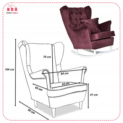Fotel uszak Gaja bujany skandynawski Family Meble purpurowy rubinowy